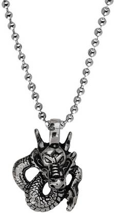 M Men Style Rock Star Jewellery Fancy Fashion Vintage Dragon Charm Pendant Necklace Chain For Men & Women Titanium, Sterling Silver Stainless Steel Pendant