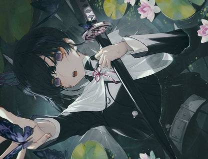 Kimetsu No Yaiba Kanao Tsuyuri Black Hair Purple Eyes Katana Anime Series Poster Print Paper Print