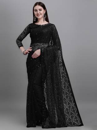 ELLAZY Self Design, Embellished Lucknow Chikankari Net Saree