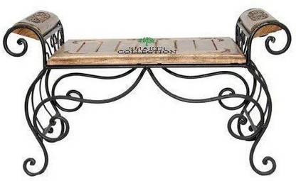 Smarts collection Wood & Wrought Iron Couch (Brown & Black) Solid Wood Side Table