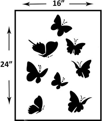 PARDECO WallStencils stencils Butterfly Design Reusable Sheet (Size 16x24 Inch). Butterfly Stencil