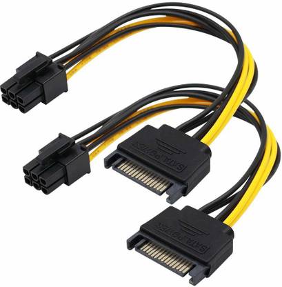 LipiWorld  TV-out Cable 15 Pin SATA to 6-Pin PCI Express Card Power Cable (SATA 15 Pin to ATX 6 Pin Pack-2)