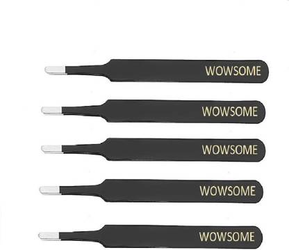 WOWSOME Set of 5 ESD Anti-Static Stainless Steel Tweezers Blunt Tip Non-Magnetic 4.8 Inch Length