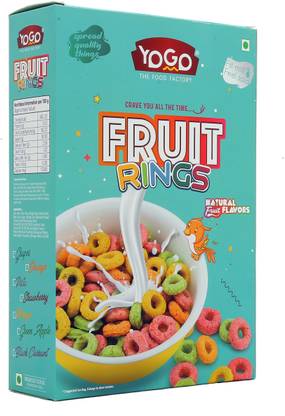 YoGo Mix Fruit Rings Breakfast Cereal/High Fiber and Multigrain/Made with Oats,Rice,Corn,Frooty Loop Cereal for Kids Box