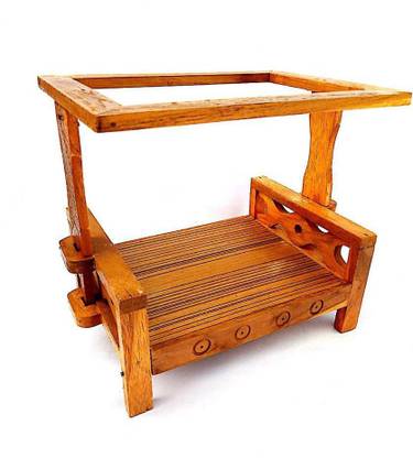 krishnagallery1 Laddu Gopal Wooden Net Bed Standerd quality Design ( 0 To 7 No. size laddu gopal ji) Wooden Pooja Chowki