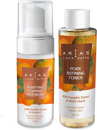 Arias Pumpkin 'Pore'fecting Combo (PURIFYING PUMPKIN FACE WASH WITH VITAMIN C 100 ml + PORE REFINING TONER WITH PUMPKIN AND WITCH HAZEL EXTRACT 100 ml