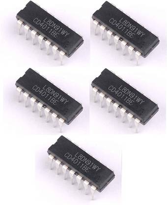 INVENTO 5Pcs CD4011UBE 4011 IC NAND Gate, CD4011, 2 Input, 6.8 mA, 3 V to 18 V, DIP-14 Automotive Electronic Hobby Kit