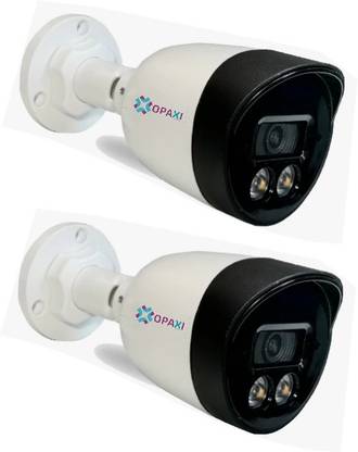 OPAXI Bullet Outdoor Weather Proof Array Camera AHD 1080P (2MP), Full Color Night Vision CCTV Bullet Camera with Warm White 3000k Light (PACK OF 2) Security Camera