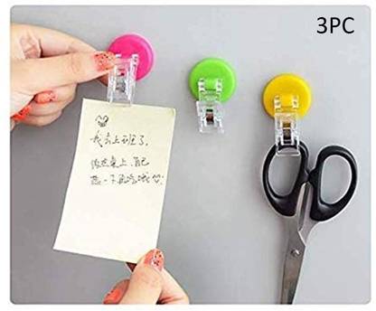 lukzer 3 PCs Magnetic Clips Multifunctional Movable Magnetic Clips for Fridge Memo Clips for Office Home Use Bookmark Colorful Refrigerator Magnetic Clips (Random Color) Hook 3