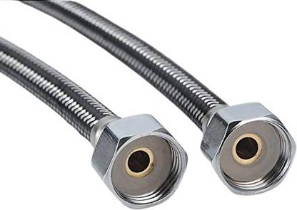 RUDRAKSH Flexible 1/2 Inch 60 cm Hot Cold Water Supply Hoses Pipes Stainless Steel Flexible 1/2 Inch 60 cm Hot Cold Water Supply Hoses Pipes Tubes for Sink Faucet Mixer (Silver) Hose Pipe