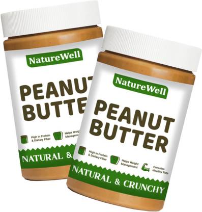 Naturewell Twin Pack Of Natural Peanut Butter (Crunchy) | Unsweetened (500 Gram Each) Plant-Based Protein