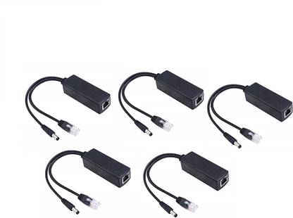LipiWorld PoE Splitter Power Over Ethernet Adapter Active 48V to 12V for IP Camera IP Phone POE Devices PoE Switches (Pack-5) Lan Adapter