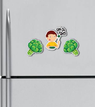 Impresion I am on a diet, Funny Funky Design Kitchen Decorative Item for Refrigerator Fridge Magnet Pack of 3