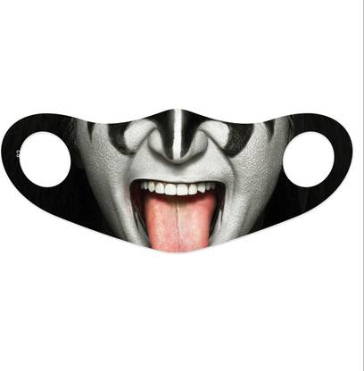 Think Design Realistic Human Face Digital Print Mask Funny Tounge Men Washable Cloth Mask