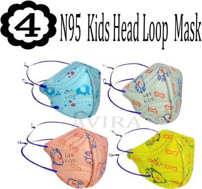 V-NOX AVIRA Non Woven Kids N95 Face head loop Mask Washable Reusable With 4 Layer For Children Up to 14 Years –Multicolor (WHITE-YELLOW-SKY BLUE-PEACH)V-NOX. WITHOUT NOSE PIN (PACK OF 4) AVI-KIDS-HEADLOOP-MULTICOLOR-1 Reusable, Washable