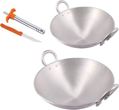 KITCHEN SHOPEE Kadhai 20.32 cm, 22.86 cm diameter 3 L capacity
