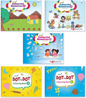 Nurture Colouring And Join The Dots And Color Books For Kids | 3 To 6 Year Old | 3 Colourful Memories Theme Based Books Along With 2 Play With Dots Fun Activity Books For Children | Set Of 5 Books