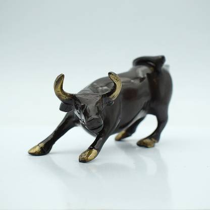 Puja N Pujari Bull Statue / Idol Stock Market Brass Showpiece for Home Decor Decorative Showpiece  -  6 cm