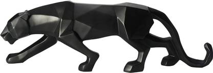 Vinjos Vastu Crafts Black Panther Jaguar Handicraft Statue Leopard Animal Home Decorative Showpiece  -  15 cm