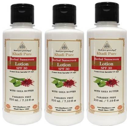 Khadi Pure Gramodyog Sunscreen - SPF 50 PA++ KHADI PURE SUNSCREEN LOTION -210ML(PACK OF 3 Pcs)