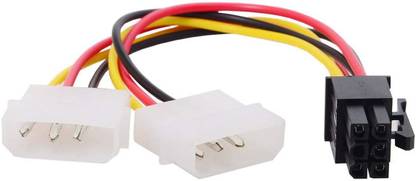 LipiWorld  TV-out Cable 6 Pin PCI Express to Dual 4 Pin Molex LP4 Power Cable Adapter Video Graphics Card Power Cable (Dual 4Pin to 6Pin Pack-1)