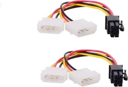 LipiWorld  TV-out Cable 6 Pin PCI Express to Dual 4 Pin Molex LP4 Power Cable Adapter Video Graphics Card Power Cable (Dual 4Pin to 6Pin Pack-2)