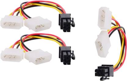 LipiWorld  TV-out Cable 6 Pin PCI Express to Dual 4 Pin Molex LP4 Power Cable Adapter Video Graphics Card Power Cable (Dual 4Pin to 6Pin Pack-3)
