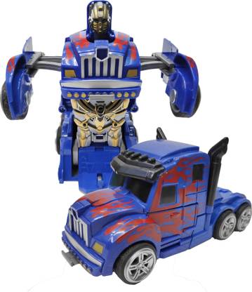Humaira Transformer Optimus Prime Friction Powered Converting Robot Car Push and Go Toy Truck Bump and Transformation for Kids Boys