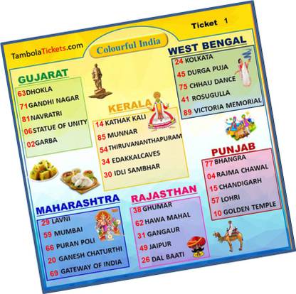 Tambola Tickets india Theme Bingo Housie tickets for Tambola Game (Set of 24 Cards, Printed on Hard Sheet, Premium Quality, Big Size) Board Game Accessories