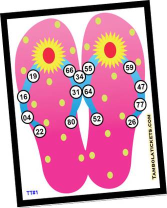 Tambola Tickets Chappal Theme Bingo Housie tickets for Tambola Game (Set of 27 Cards, Printed on Hard Sheet, Premium Quality, Big Size) Board Game Accessories