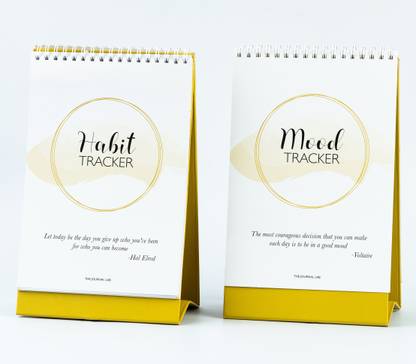 The Journal Lab 2 in 1 Habit Tracker and Mood Tracker Yearly Desktop Calendar Goal Tracking Calendar Undated Table Calendar