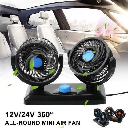 Zinzo 12V Car Fans Cooling Air Fan Powerful Dashboard Electric Car Fan Low Noise 360 Degree Rotatable for Truck Vehicle Boat Van SUV RV 135 Car Interior Fan