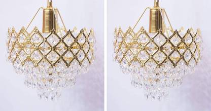 Virya Golden Colored Chandelier Pack of 2 Chandeliers (Without Bulb) (160 mm) Chandelier Ceiling Lamp