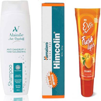 EVA Lip balm 10g and himcolin gel 30g and antidandruf shampo