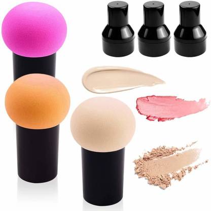 AVTY 3pcs Makeup Powder Puff with Case Mushroom Head Beauty Sponge Applicator Foundation Puff Brush