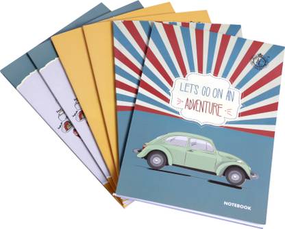 KC Notebok Long book Car Design A4 Notebook Single Ruled 160 Pages