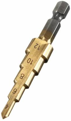 atozshop11 HSS 5-Step Cone Drill 4-12MM Hex Shank 1/4 Hole Cutter Drilling Tool Wood Metal Drill Bit Set