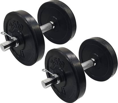 JJ Jonex 10 Kg Rubber Weight Plates (2.5Kg X 4) with Pair of Steel Dumbbell Rod (MYC) Fixed Weight Dumbbell