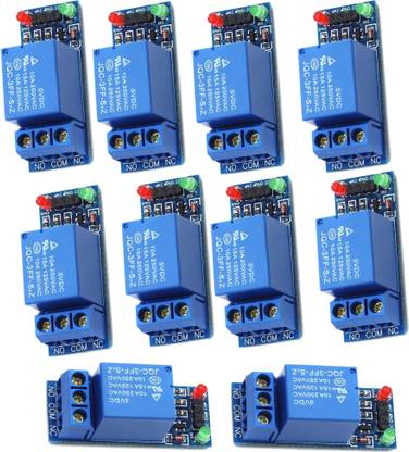 Grahikum 5V One 1 Channel Relay Module Relay Switch with OPTO Isolation High Low Level Trigger Compatible with Arduino Raspberry pi ARM AVR(Pack of 10) Electronic Components Electronic Hobby Kit