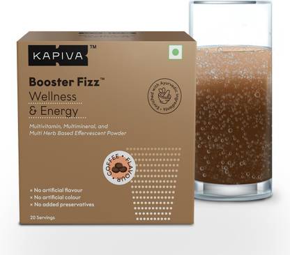 Kapiva Booster Fizz |10-in-1 Energy Supplement | Coffee Flavour Effervescent Powder Energy Drink