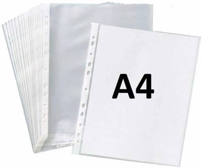 LRS Heavy Duty 25 Pcs 300 Micron Transparent Document Sleeves, Leaf Sheet Clear Certificates/Waterproof Sheet Protectors 11 Holes Punched Ring Files Folder (A4 Size) (25 Sheets - 300 Micron) File Folder