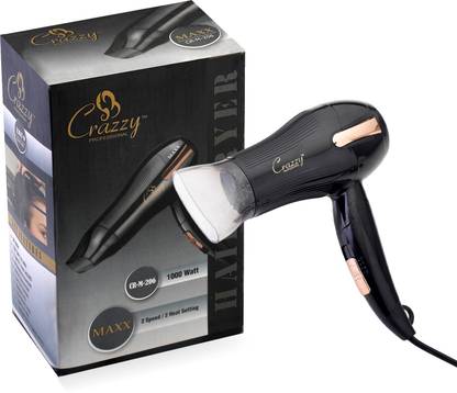 crazzy Professional Maxx CR-M-206 Hair Dryer,With Cool Shot Function ,And Foldable , 2 Speeds/ 2 Heat Setting, Overheating Protection, Styling Concentrator Hair Dryer