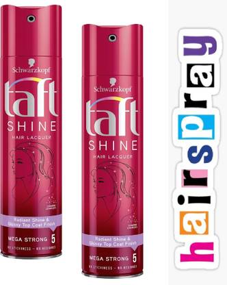 TAFT HAIR LACQUER SHINE SPRAY MEGA STRONG 5 PACK OF 2 W2W Hair Spray