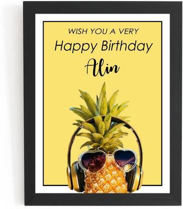 Beautum Happy Birthday Alin Name Printed Unique Digital Reprint 13 inch x 9 inch Painting