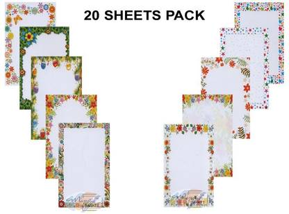 MAJESTIC BASKET High Quality ART & CRAFT DESIGNER SHEETS FOR PROJECT, ASSIGNMENTS ETC [Pack of 20 sheets with 10 different styles] Unruled A4 80 gsm Multipurpose Paper
