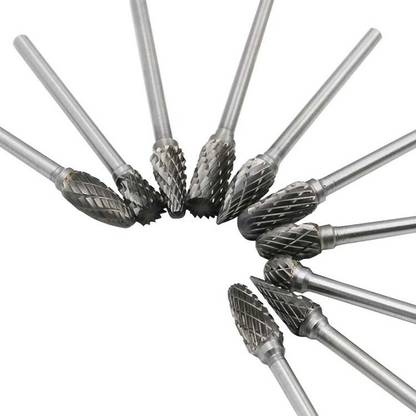 atozshop11 10PCS Tungsten Carbide Rotary Burr Drill Bit Single Cut Metal Grinding Double Cut Wood Grinding 3 x 6 mm Rotary Dremel Tools Rotary Bit Set
