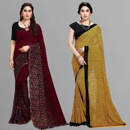 kashvi sarees Printed Daily Wear Georgette Saree with Unstitched Blouse