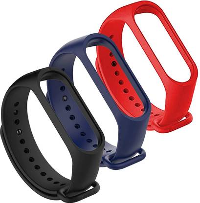 AUDICE Mi Band 3 strap and Mi band 4 Strap combo (Black Red& Blue) Combo of 3 pack Black ,Blue and Red Xiaomi Mi Band 3/ Mi Band 4 Watch band Silicone Strap Colour Band Bracelet (Not Compatible with Mi Band 1/2) Smart Band Strap