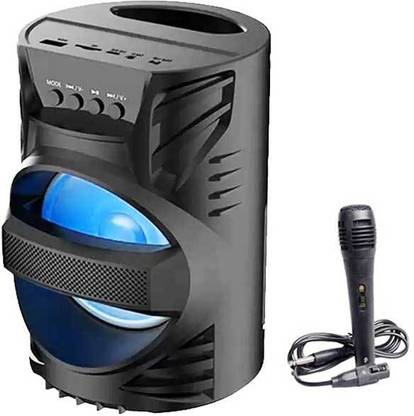 Worricow High Bass Speaker WS-04 3D Ultra Sound Portable Led Light subwoofer sound system with DJ light Carry Handle-Travel Speaker Support Bluetooth, FM Radio, USB, Micro SD Card Reader, AUX 5 W Bluetooth Speaker