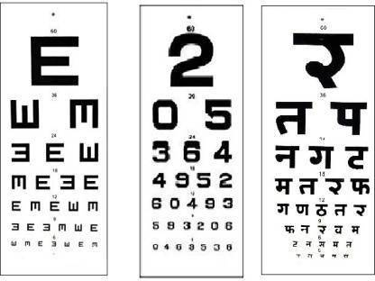 ECP eye testing "E","Number" and "Hindi" Vision Test Chart